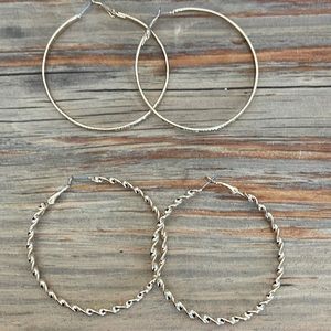 2 pair hoop earrings
